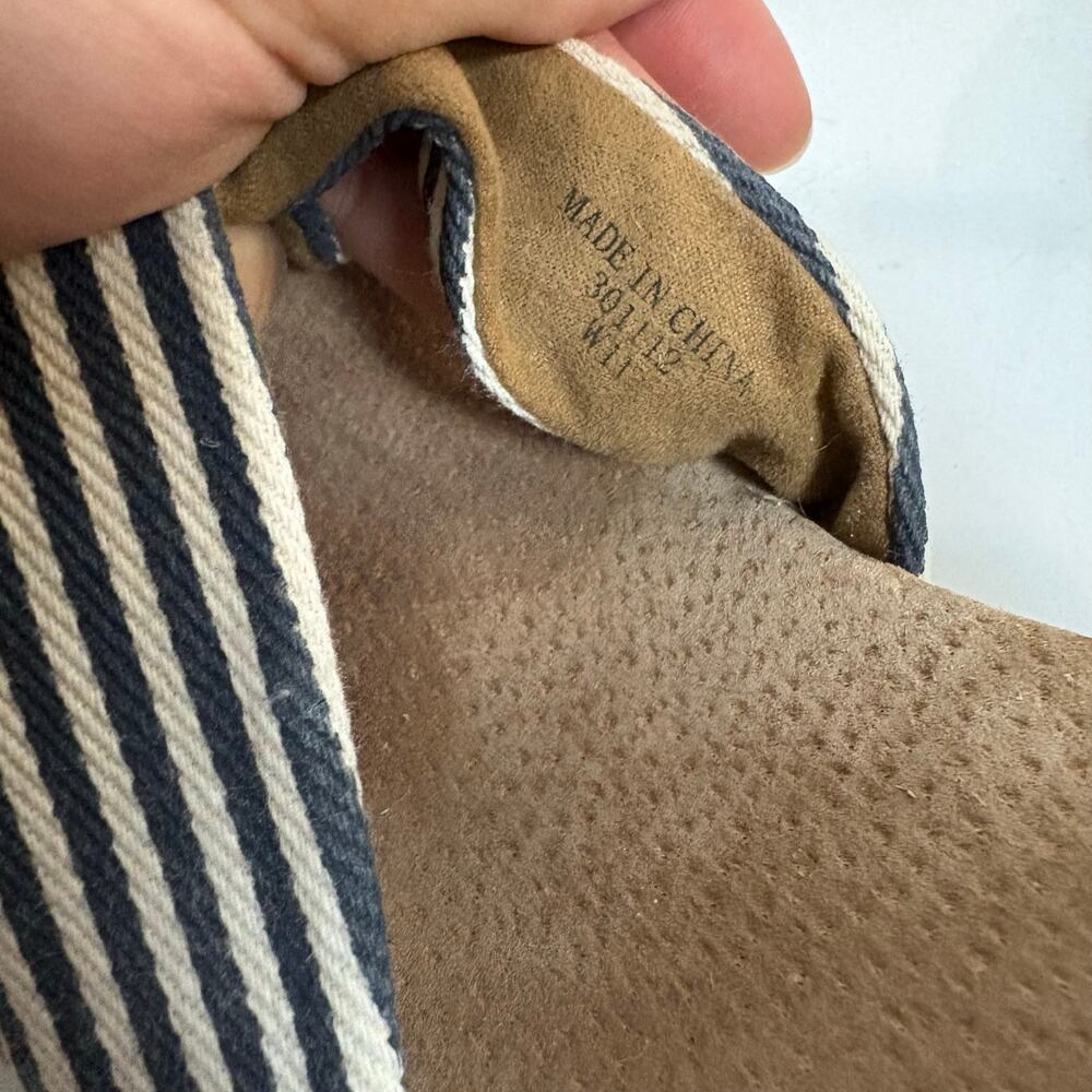TOMS Sienna Espadrille Wedge Sandals Blue White Striped Canvas Size 11 - Picture 7 of 7